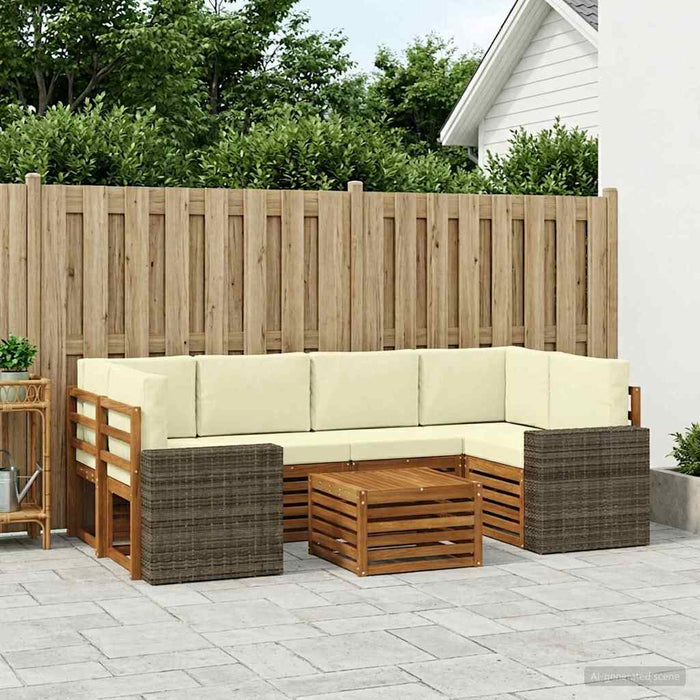 Set de canapele de exterior cu pernă 7 pcs Natural și Crem WALTI
