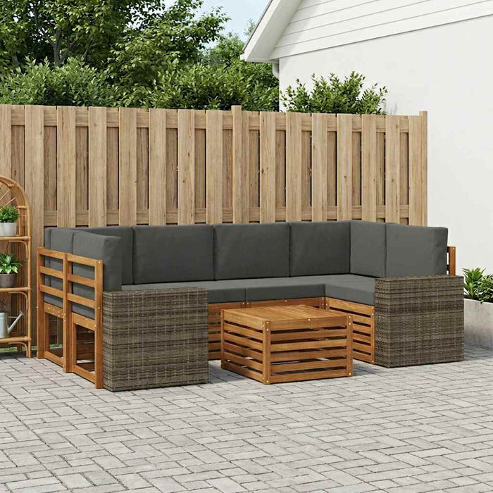 Set de canapele de exterior cu pernă 7 pcs Natural și Antracit WALTI