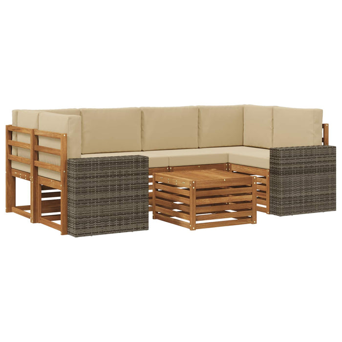 Set de canapele de exterior cu pernă 7 pcs Natural și Bej WALTI