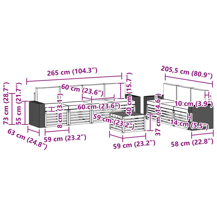 Seturi de canapele cu pernă 8 pcs Lemn Solid de Acacia WALTI