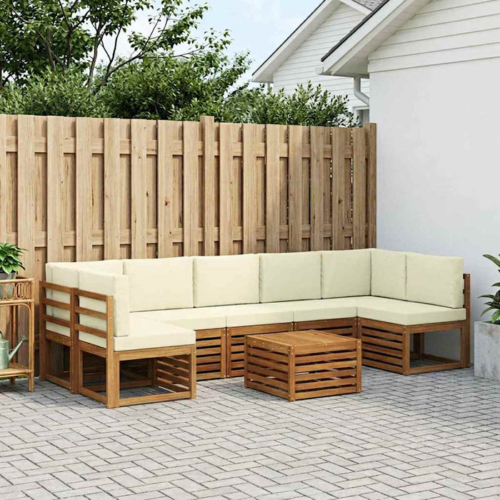 Set de canapele de exterior cu pernă 8 pcs Natural și Crem WALTI