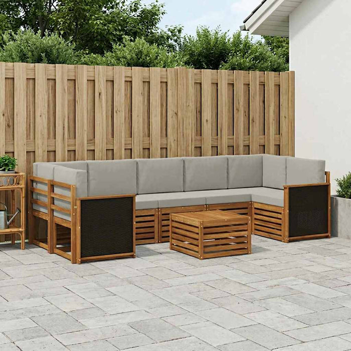 Set de canapele de exterior 8 pcs Natural și gri deschis WALTI