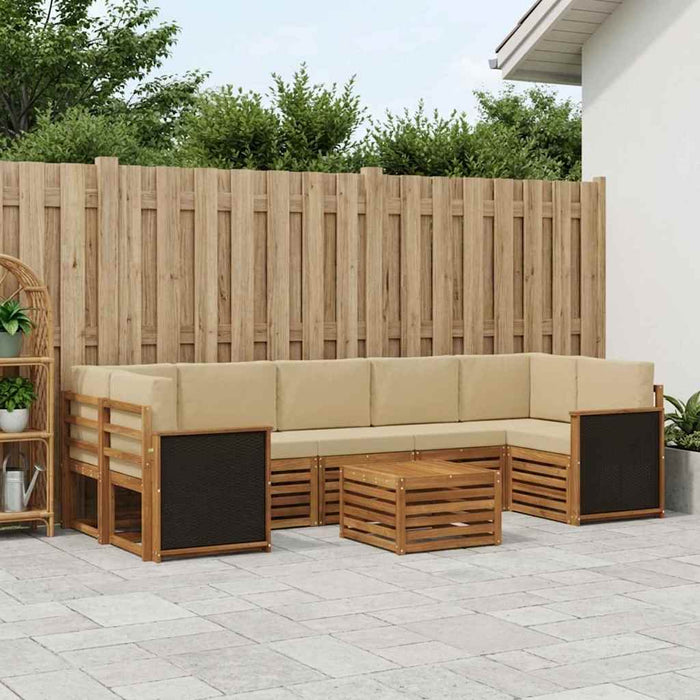 Set de canapele de exterior cu pernă 8 pcs Natural și Bej WALTI
