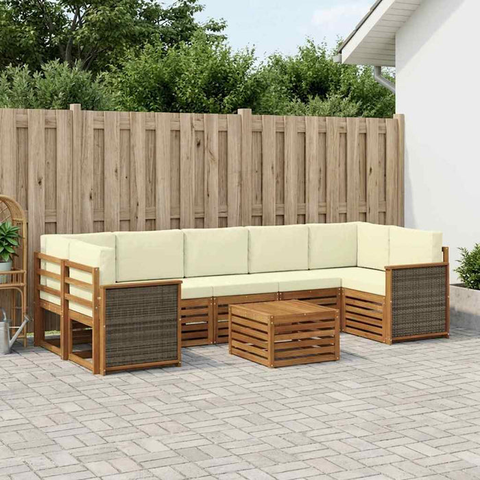 Set de canapele de exterior cu pernă 8 pcs Natural și Crem WALTI