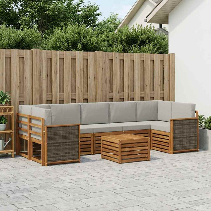 Set de canapele de exterior 8 pcs Natural și gri deschis WALTI