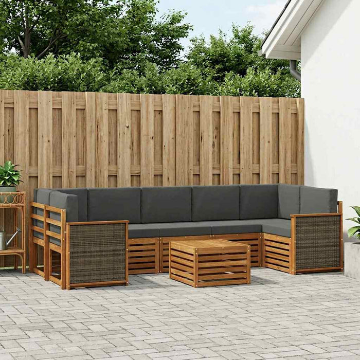 Set de canapele de exterior cu pernă 8 pcs Natural și Antracit WALTI