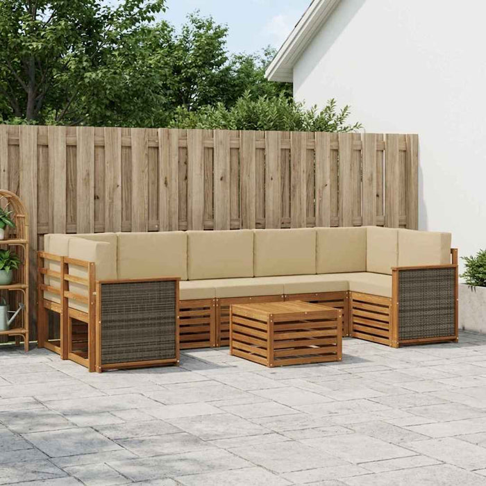 Set de canapele de exterior cu pernă 8 pcs Natural și Bej WALTI