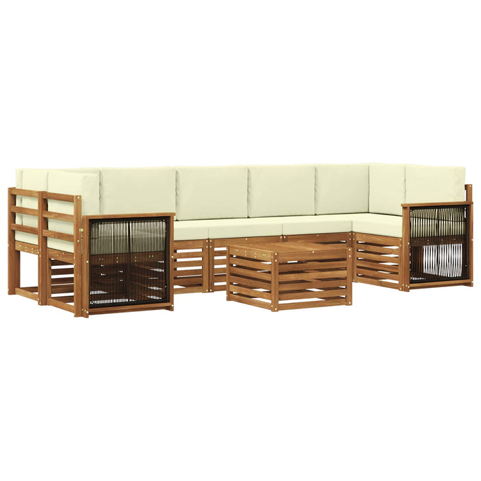 Set de canapele de exterior cu pernă 8 pcs Natural și Crem WALTI