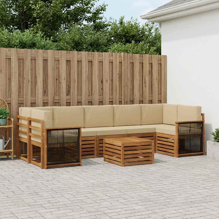 Set de canapele de exterior cu pernă 8 pcs Natural și Bej WALTI