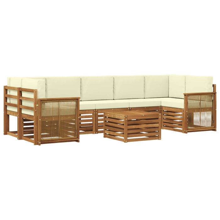 Set de canapele de exterior cu pernă 8 pcs Natural și Crem WALTI