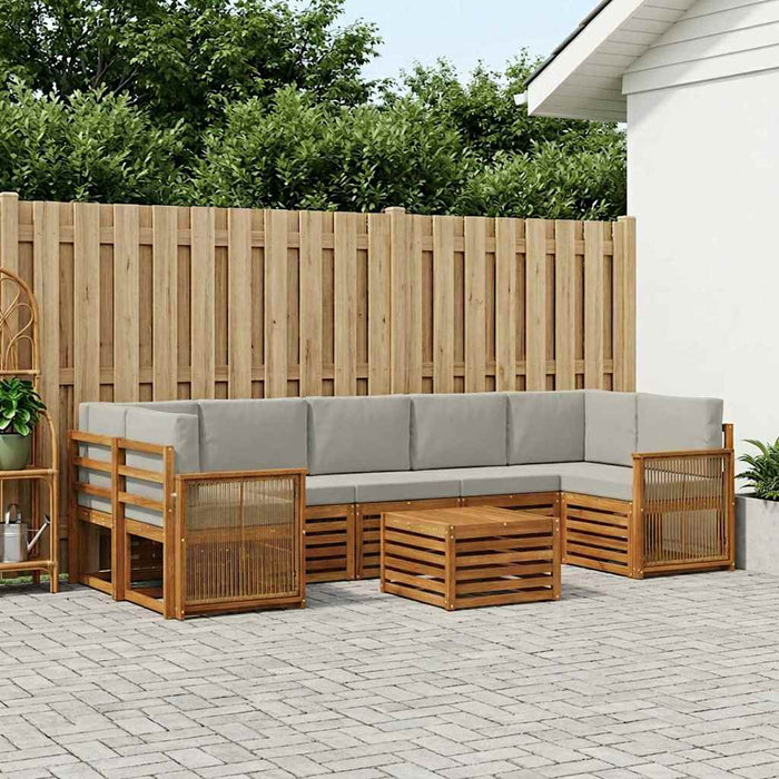 Set de canapele de exterior 8 pcs Natural și gri deschis WALTI