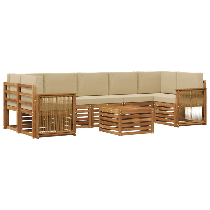 Set de canapele de exterior cu pernă 8 pcs Natural și Bej WALTI