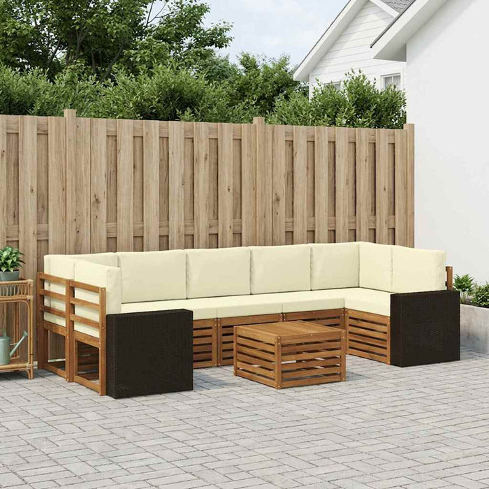 Set de canapele de exterior cu pernă 8 pcs Natural și Crem WALTI