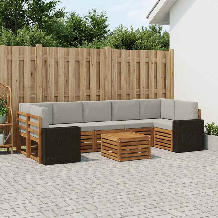 Set de canapele de exterior 8 pcs Natural și gri deschis WALTI