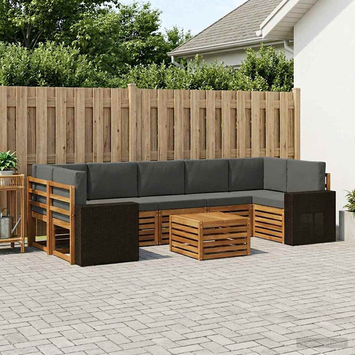 Set de canapele de exterior cu pernă 8 pcs Natural și Antracit WALTI