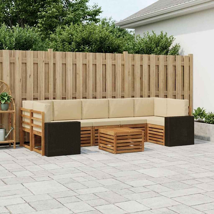 Set de canapele de exterior cu pernă 8 pcs Natural și Bej WALTI
