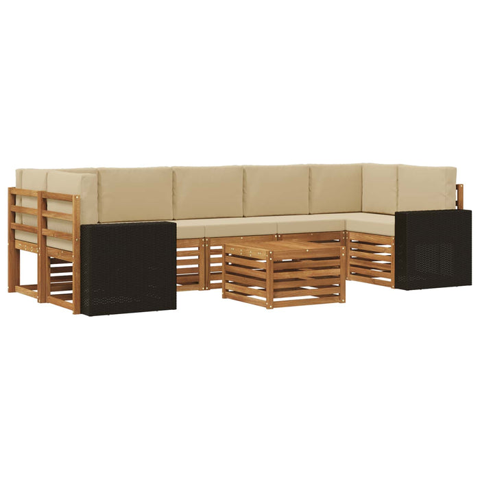 Set de canapele de exterior cu pernă 8 pcs Natural și Bej WALTI