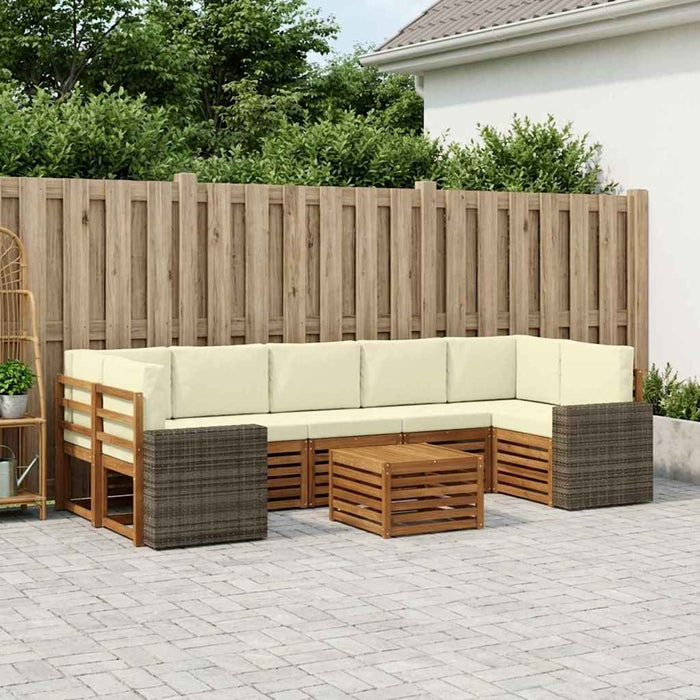 Set de canapele de exterior cu pernă 8 pcs Natural și Crem WALTI