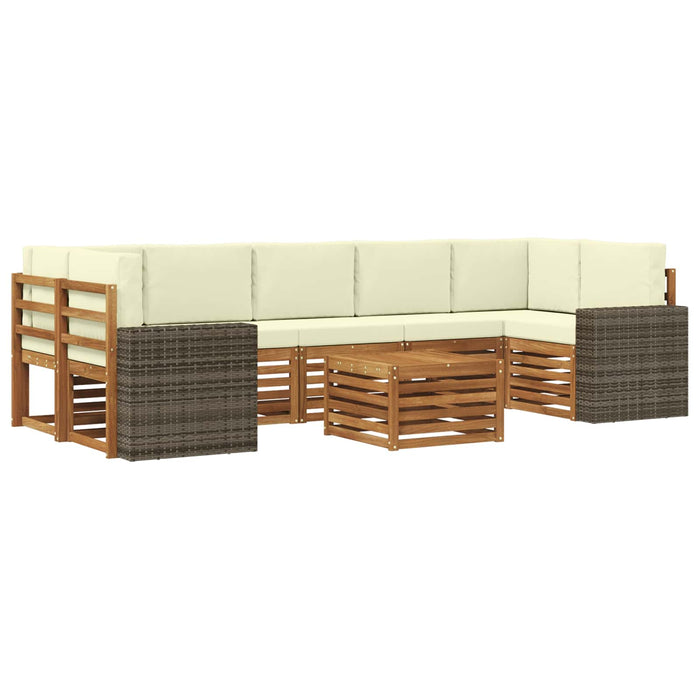 Set de canapele de exterior cu pernă 8 pcs Natural și Crem WALTI
