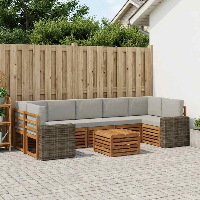 Set de canapele de exterior 8 pcs Natural și gri deschis WALTI