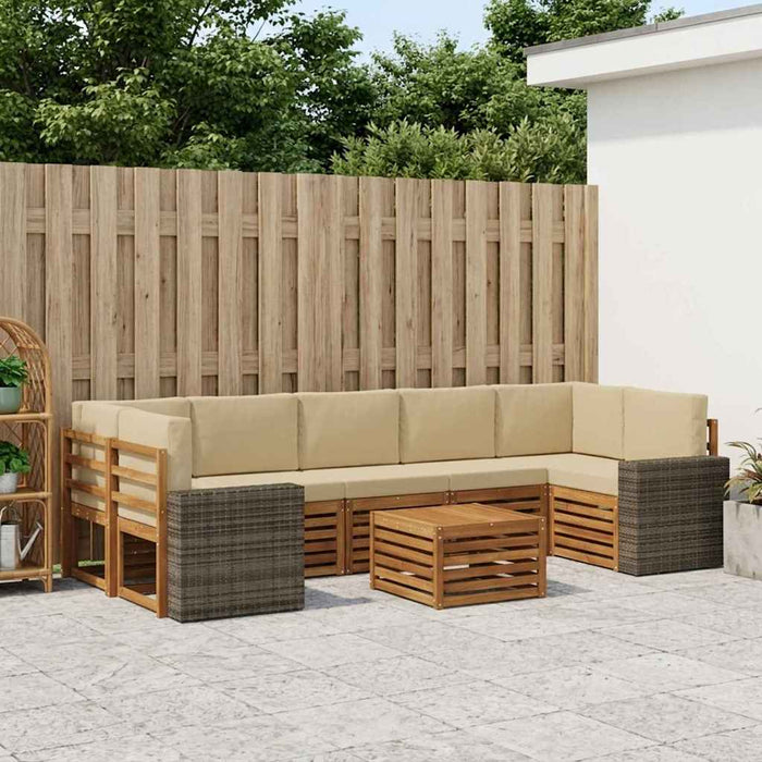 Set de canapele de exterior cu pernă 8 pcs Natural și Bej WALTI