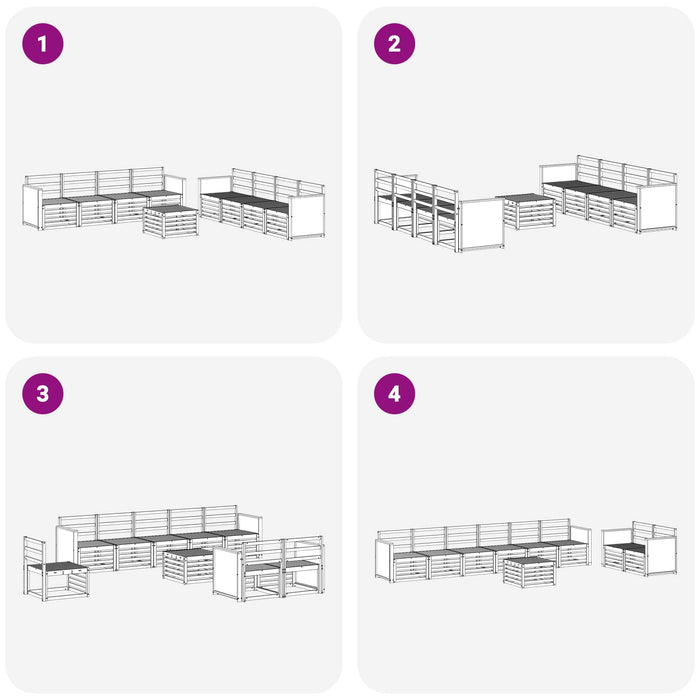 Seturi de canapele 9 pcs Lemn Solid de Acacia WALTI