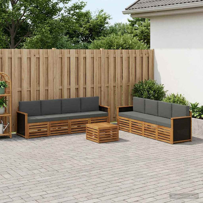 Seturi de canapele cu pernă 9 pcs Lemn Solid de Acacia WALTI