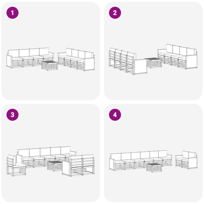 Seturi de canapele cu pernă 9 pcs Lemn Solid de Acacia WALTI