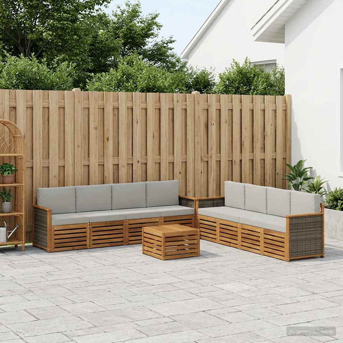 Seturi de canapele cu pernă 9 pcs Lemn Solid de Acacia WALTI