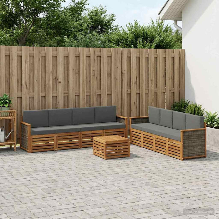 Seturi de canapele cu pernă 9 pcs Lemn Solid de Acacia WALTI