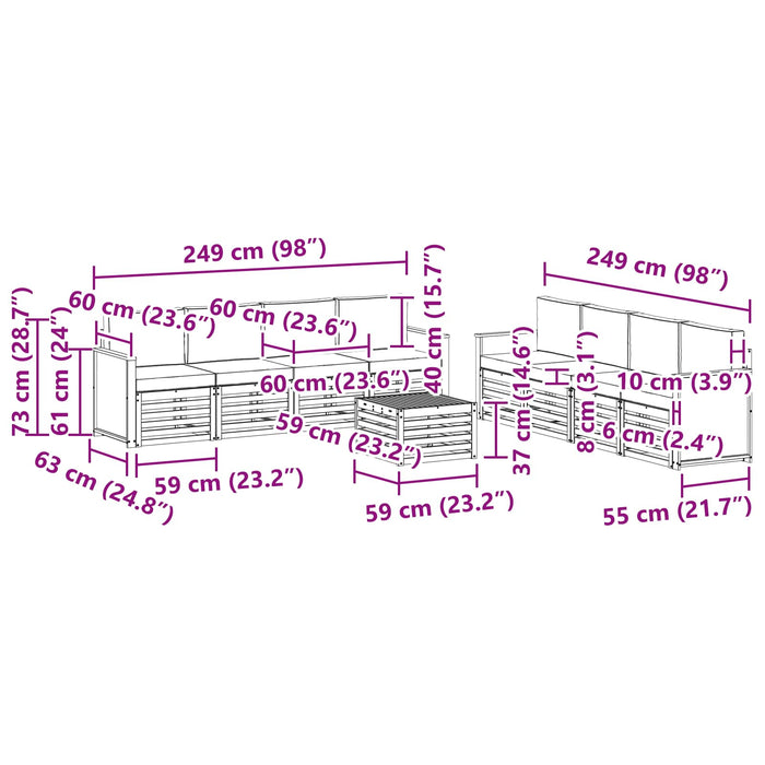 Seturi de canapele cu pernă 9 pcs Lemn Solid de Acacia WALTI
