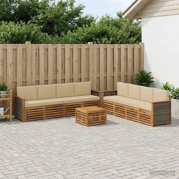 Seturi de canapele cu pernă 9 pcs Lemn Solid de Acacia WALTI