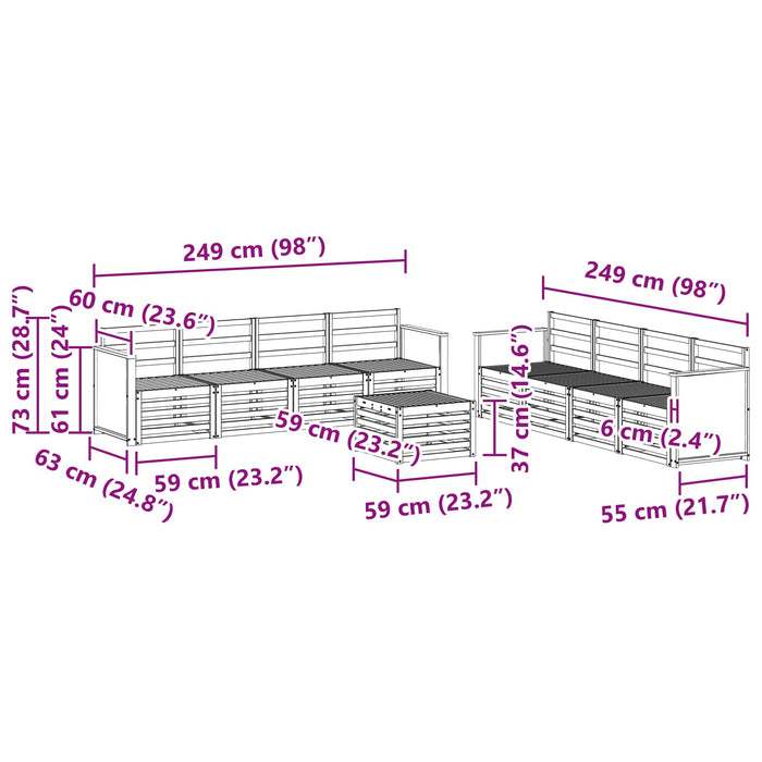 Seturi de canapele 9 pcs Lemn Solid de Acacia WALTI