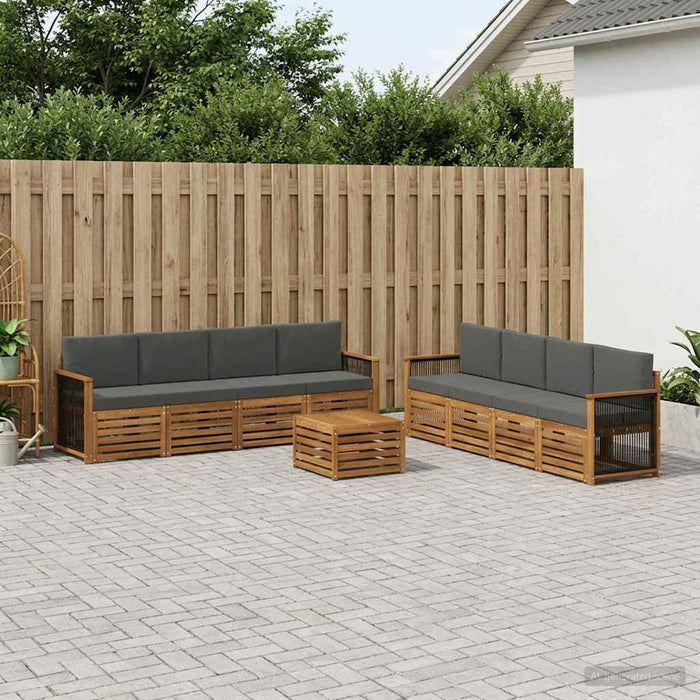 Seturi de canapele cu pernă 9 pcs Lemn Solid de Acacia WALTI