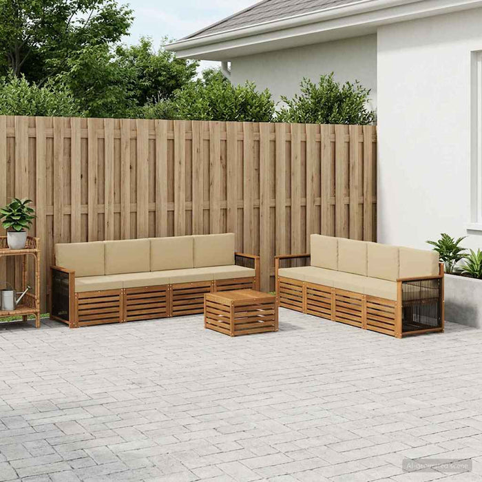 Seturi de canapele cu pernă 9 pcs Lemn Solid de Acacia WALTI