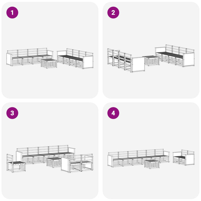 Seturi de canapele 9 pcs Lemn Solid de Acacia WALTI