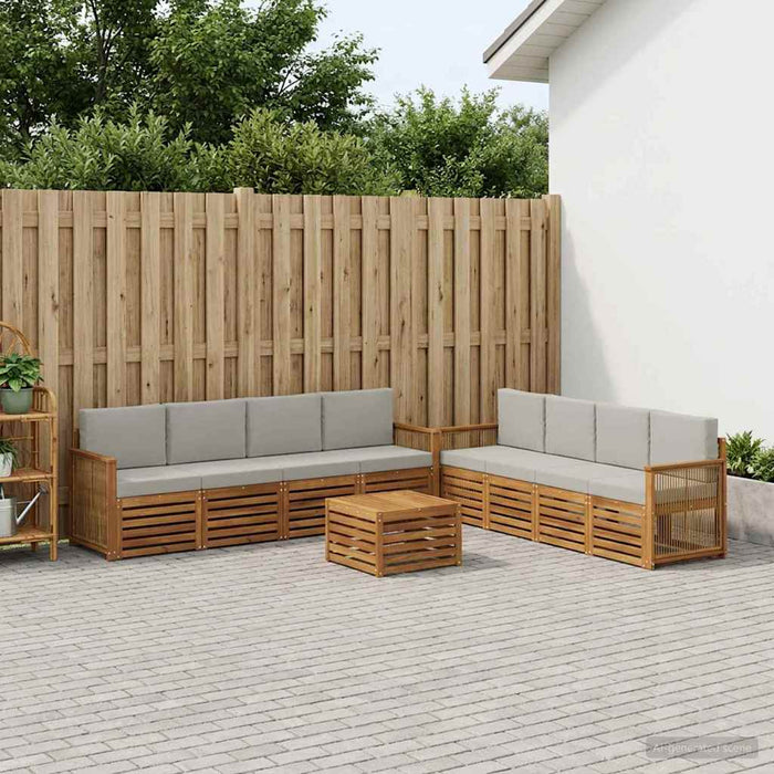 Seturi de canapele cu pernă 9 pcs Lemn Solid de Acacia WALTI
