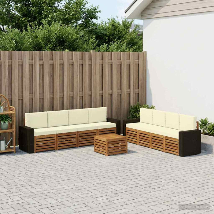 Seturi de canapele cu pernă 9 pcs Lemn Solid de Acacia WALTI