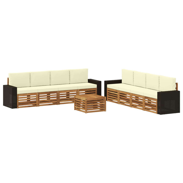 Seturi de canapele cu pernă 9 pcs Lemn Solid de Acacia WALTI