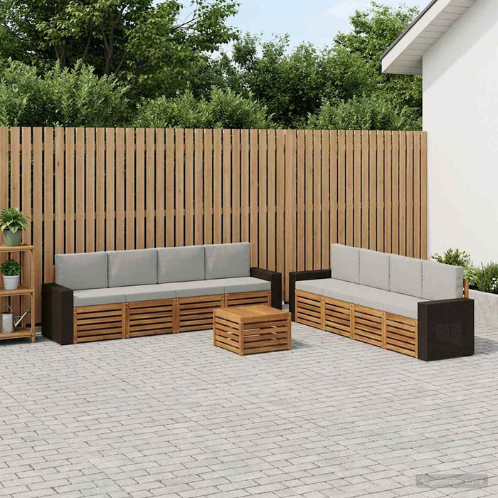 Seturi de canapele cu pernă 9 pcs Lemn Solid de Acacia WALTI