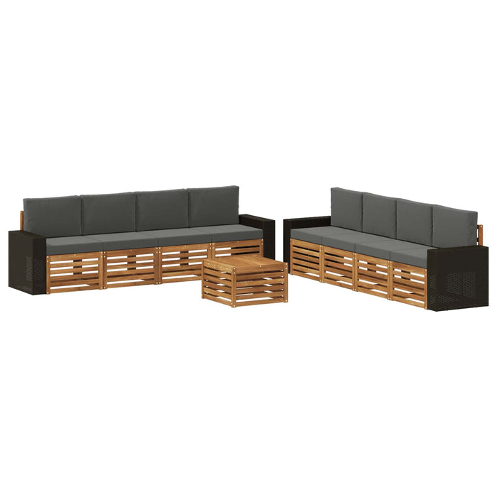 Seturi de canapele cu pernă 9 pcs Lemn Solid de Acacia WALTI