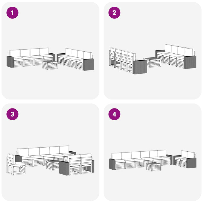 Seturi de canapele cu pernă 9 pcs Lemn Solid de Acacia WALTI