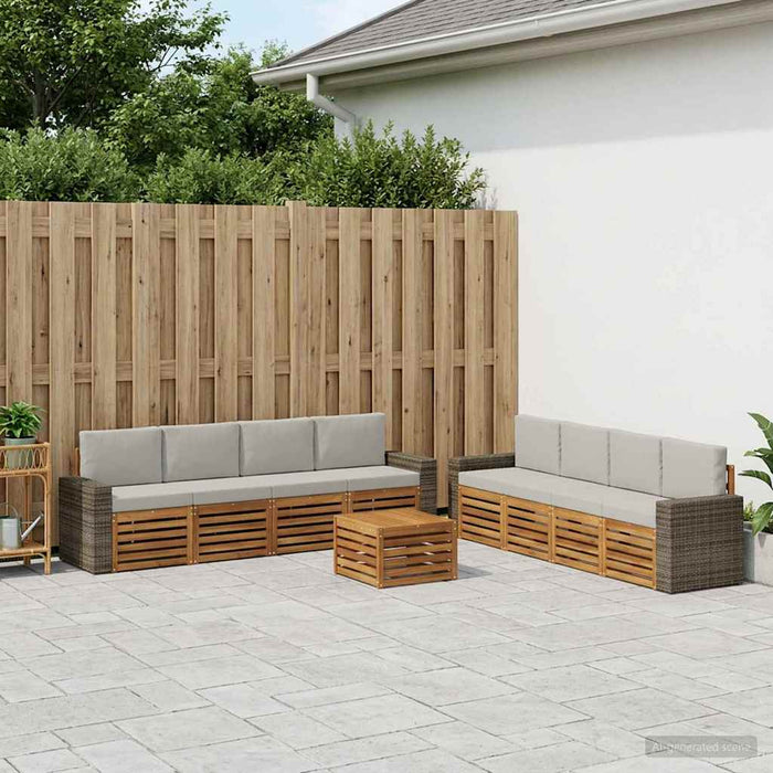 Seturi de canapele cu pernă 9 pcs Lemn Solid de Acacia WALTI