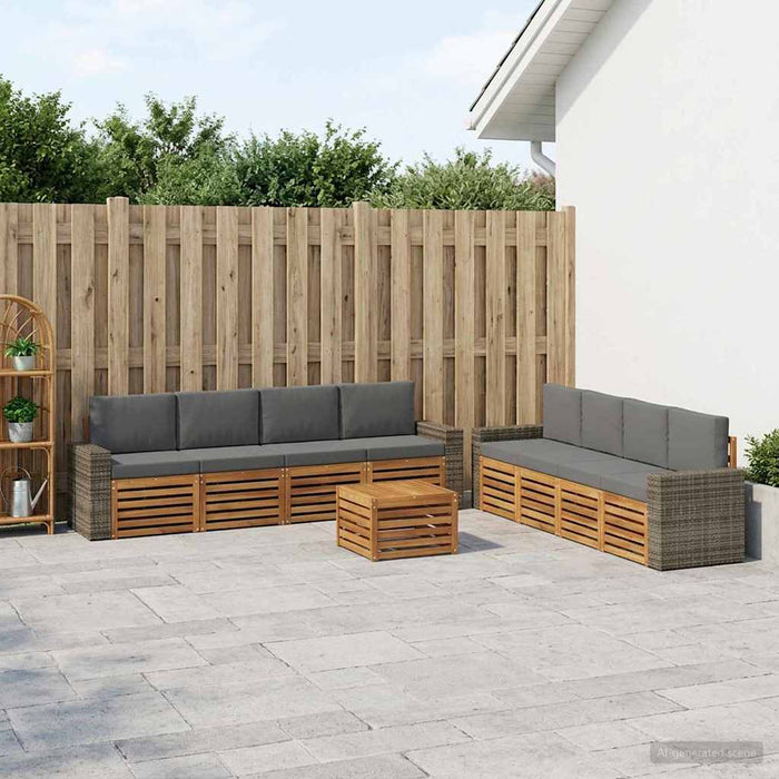 Seturi de canapele cu pernă 9 pcs Lemn Solid de Acacia WALTI