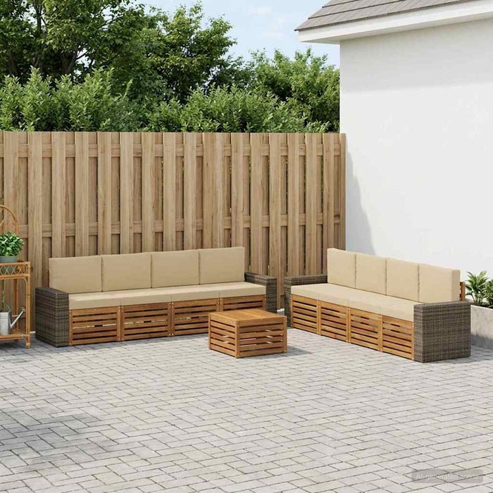 Seturi de canapele cu pernă 9 pcs Lemn Solid de Acacia WALTI