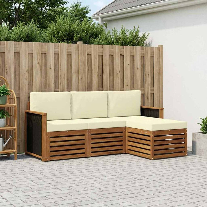 Set de canapele de exterior cu pernă 4 pcs Natural și Crem WALTI