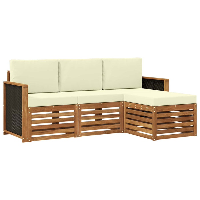 Set de canapele de exterior cu pernă 4 pcs Natural și Crem WALTI