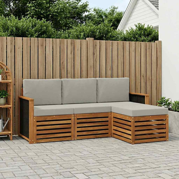 Set de canapele de exterior 4 pcs Natural și gri deschis WALTI