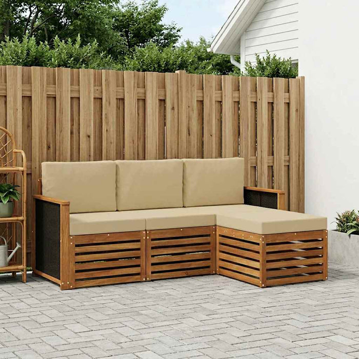 Set de canapele de exterior cu pernă 4 pcs Natural și Bej WALTI