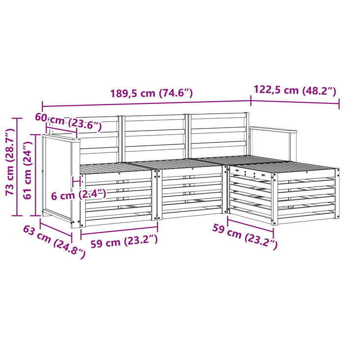 Set de canapele de exterior 4 pcs natural WALTI